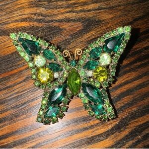 Green and Gold Butterfly Brooch